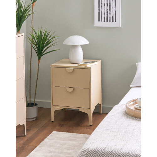 Beliani 2 Drawer Bedside Table ARDURA Metal Beige 2