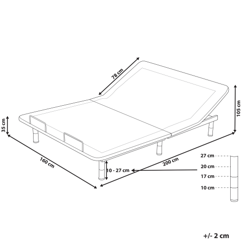Beliani Electric Adjustable Bed Base BRUNOY 160 x 200 cm (EU King Size) Grey 2