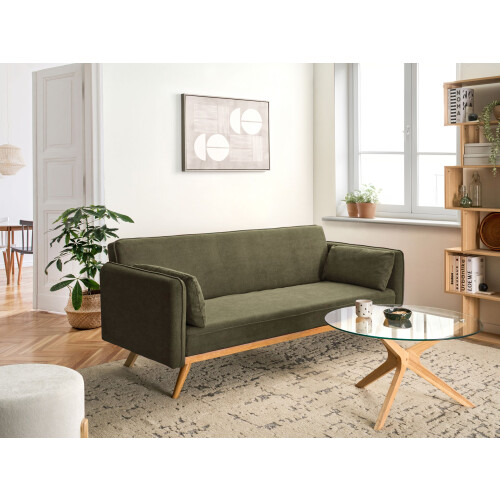 Beliani Sofa Bed ASAA Fabric Green 1
