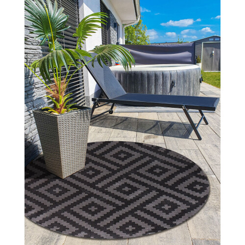 Beliani Outdoor Rug AJMER Black ø 160 cm 1