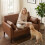 Homcom HOMCOM 2 Seater Sofa, 132 cm Modern Small Sofa with Solid Wood Legs, Brown 8