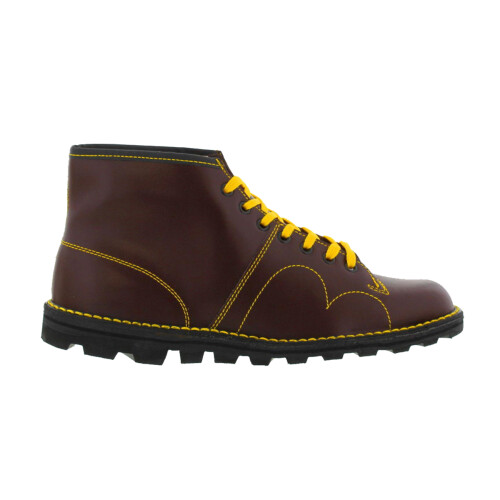 (9 UK, Wine) Grafters Mens Original Coated Leather Retro Monkey Boots 2