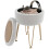 5L Velvet-Feel Storage Ottoman - Cream White 2