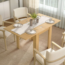 HOMCOM Folding Dining Table for 4-6, Drop Leaf Table, Natural