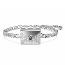 Silver Thick Curb Chain Envelope Crystal Charm Bracelet Adjustable Extension Women Fashion Wrist Jewelry 5666223