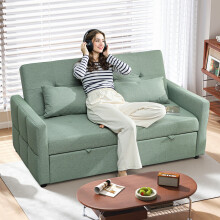 HOMCOM 2 Seater Sofa Bed, Convertible Pull Out Bed Settee, Light Green