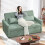 Homcom HOMCOM 2 Seater Sofa Bed, Convertible Pull Out Bed Settee, Light Green 1