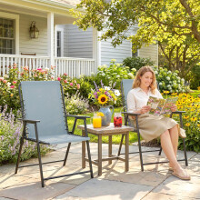 Outsunny Folding Garden Chairs, Outdoor Chairs Set of 2, Light Grey