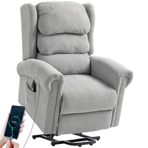 Velvet-Feel Electric Riser Recliner Chair - Grey