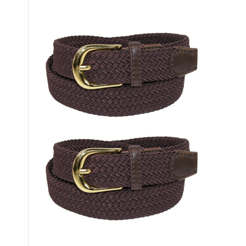 CTM Women's Elastic Braided Stretch Belt (Pack of 2) 1