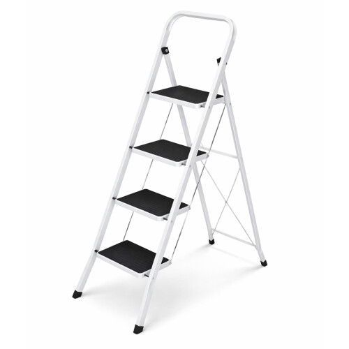 Oypla Oypla Foldable 4 Step Ladder Stepladder Non Slip Tread Safety Steel Step