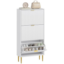 Elegant Three-Drawer Shoe Cabinet - White