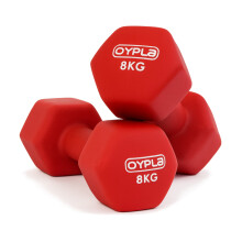 Oypla Pair of 8kg Hex Anti Roll Neoprene Non Slip Hand Dumbbells Workout Weights