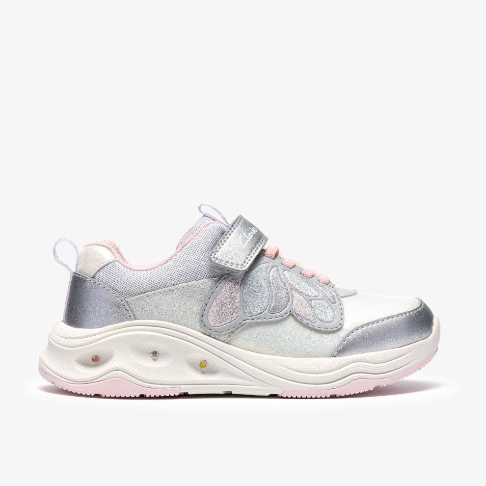 Clarks Gleam Fly K Girls Infant Sports Trainers Grey Size 2G - Image 4