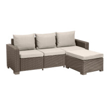 California 3 Seater Chaise Longue Lounge Set - Cappuccino