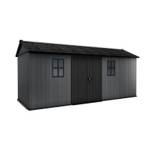 Keter Newton Plus Shed 17x7.5ft - Grey, All Weather Resistant, Easy to Clean, Fade-Free