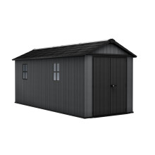 Keter Newton Plus Shed 7.5x17ft - Grey, All Weather Resistant, Easy to Clean, Fade-Free