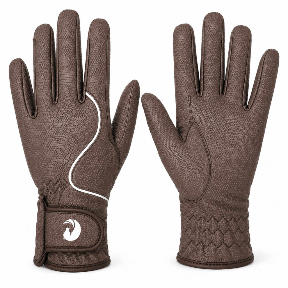 Coco Equestrian Brown (S) Breathable Synthetic Leather Horse Riding Gloves
