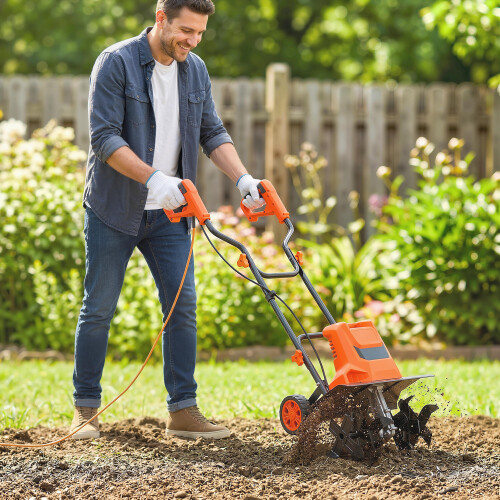 Outsunny Outsunny 1500W Electric Tiller with 40cm Working Width, 20cm Tilling Depth 1
