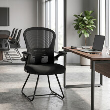 HOMCOM Conference Chair, Reception Office Chair with Flip-up Armrest