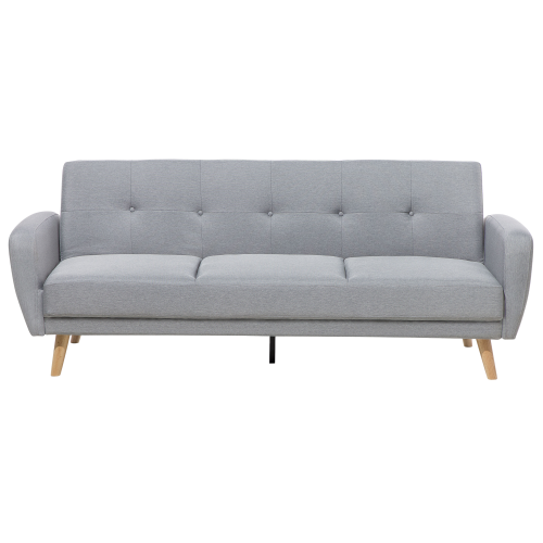 Beliani Sofa Bed 3 Seater FLORLI Fabric Light Grey