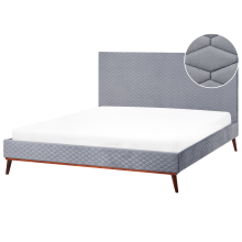 Bed Velvet BAYONNE 180 x 200 cm (EU Super King) Light Grey