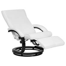 Recliner Chair MIGHT with Footrest Faux Leather White