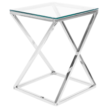 Side Table BEVERLY Glass Silver