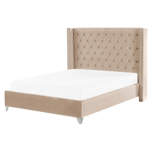 Bed Velvet LUBBON 160 x 200 cm (EU King Size) Beige