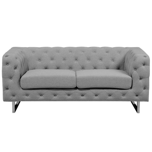 Beliani Sofa 2 Seater VISSLAND Fabric Light Grey
