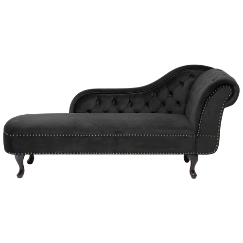 Beliani Right-Hand Chaise Longue NIMES Velvet Black