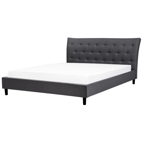 Beliani Bed Fabric SAVERNE 180 x 200 cm (Super King) Dark Grey