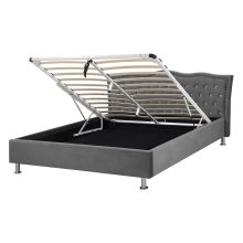 Ottoman Bed METZ Velvet Dark Grey 140 x 200 cm (EU Double)