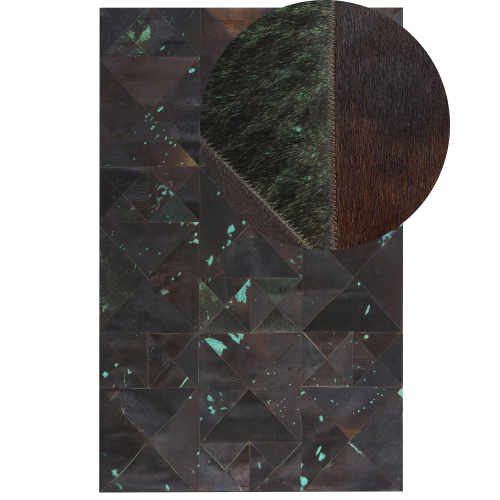 Beliani Rug ATALAN Brown 140 x 200 cm Leather