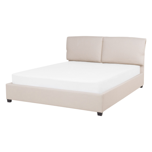 Beliani Bed Fabric BELFORT 140 x 200 cm (EU Double) Light Beige