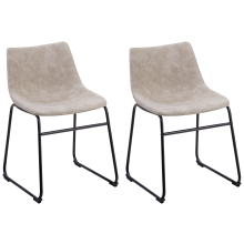 Set of 2 Dining Chairs BATAVIA Fabric Beige