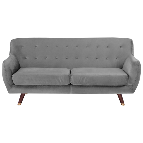 Beliani Sofa 3 Seater BODO Velvet Grey
