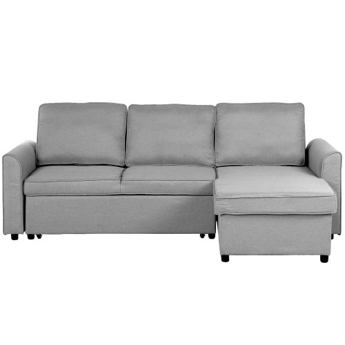 Beliani Corner Sofa Bed 3 Seater NESNA with Storage Fabric Light Grey Left Hand