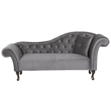 Right-Hand Chaise Longue LATTES Velvet Grey