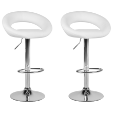 Set of 2 Bar Chairs PEORIA Swivel Faux Leather White