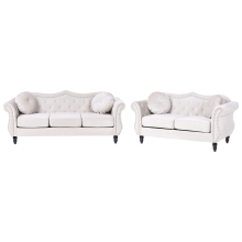 Living Room Set 5 Seater SKIEN Velvet Light Beige