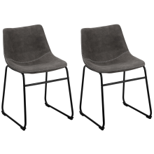 Set of 2 Dining Chairs BATAVIA Fabric Dark Grey