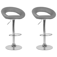 Set of 2 Bar Chairs PEORIA Swivel Faux Leather Grey