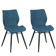 Set of 2 Dining Chairs LISLE Fabric Teal