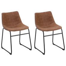 Set of 2 Dining Chairs BATAVIA Fabric Golden Brown