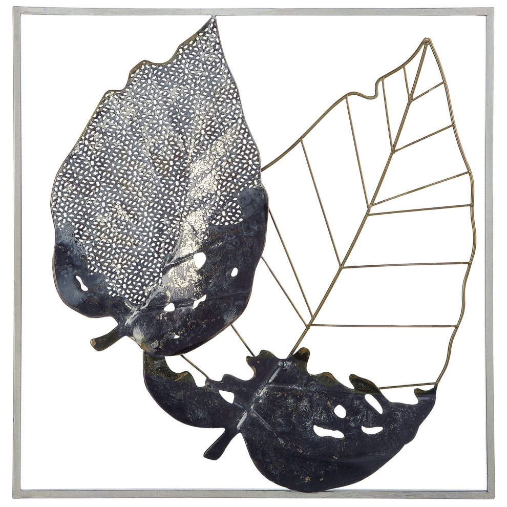 Beliani Wall Decor Leaf Rhenium 50 Cm Metal Multicolour