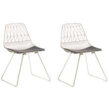Set of 2 Dining Chairs HARLAN Metal Gold