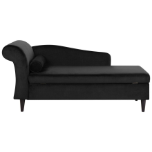 Left-Hand Chaise Longue LUIRO with Storage Velvet Black