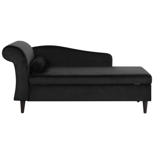 Beliani Left-Hand Chaise Longue LUIRO with Storage Velvet Black