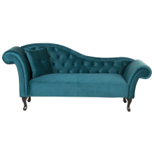Left-Hand Chaise Longue LATTES Velvet Teal